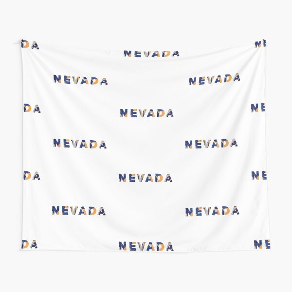 Orange, Blue, and Grey State of Nevada Letters Tapestry