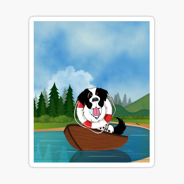 Landseer Boating in the Lake Sticker