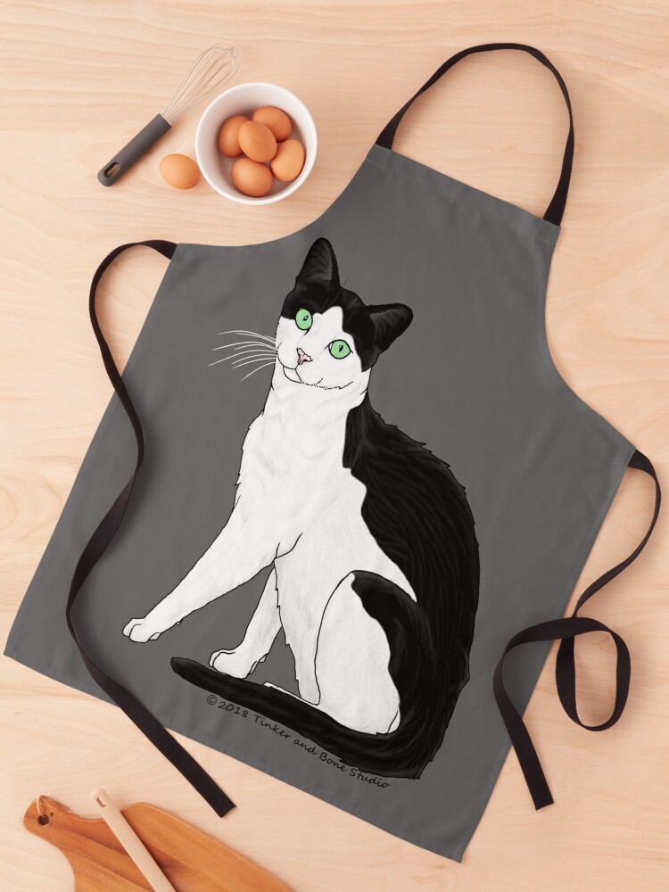 Black and White Cat Apron for Sale by TinkerandBone