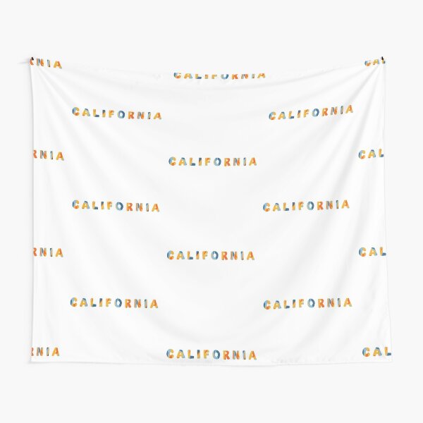 Orange, Yellow, and Blue State of California Letters Tapestry