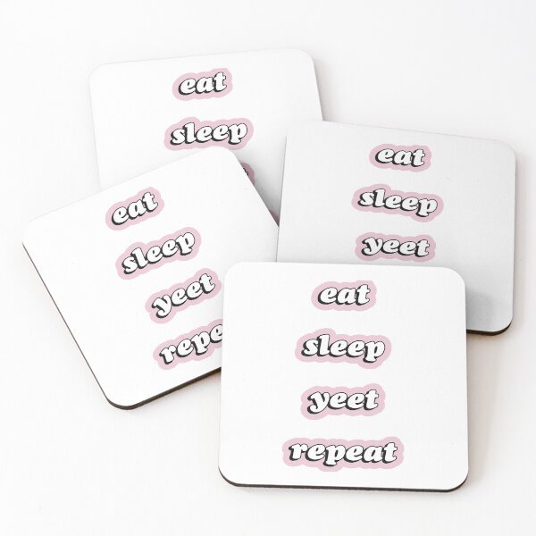 Item preview, eat sleep yeet repeat pink bold text designed and sold by RandomStuffShop.