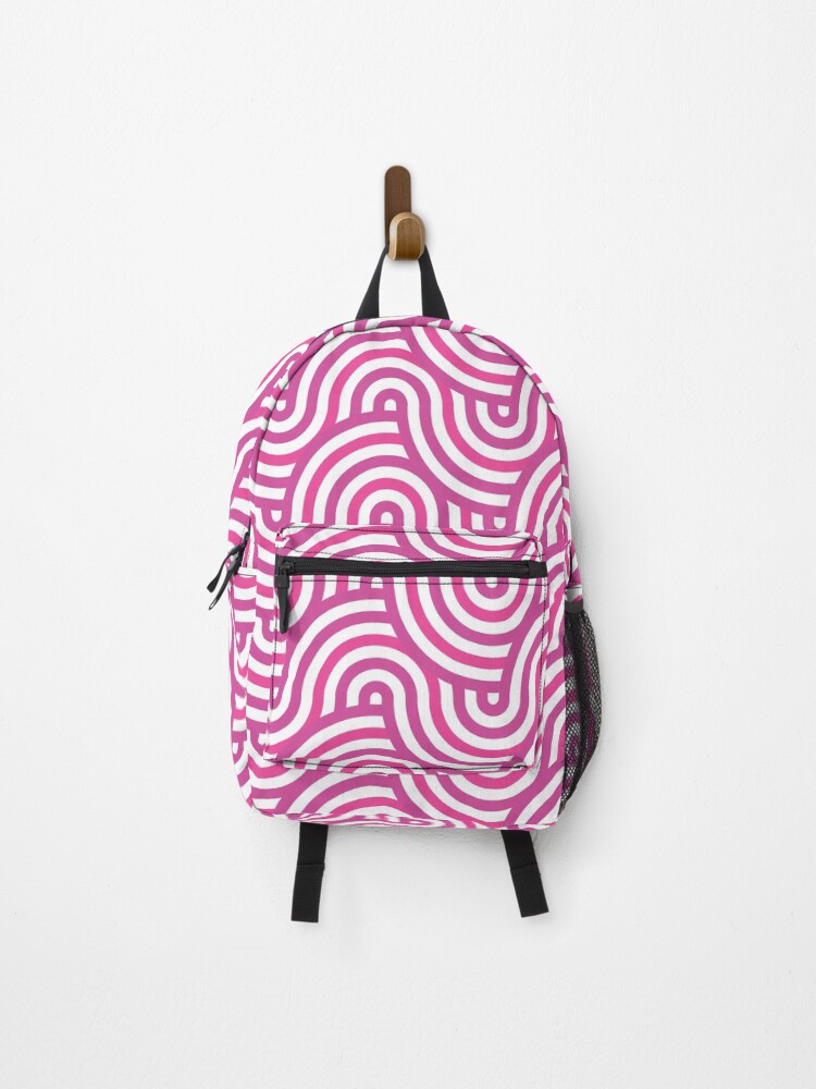 Thumbnail 1 of 3, Backpack, Horizontal Waves Pattern – Fuchsia designed and sold by RoguePatterns.