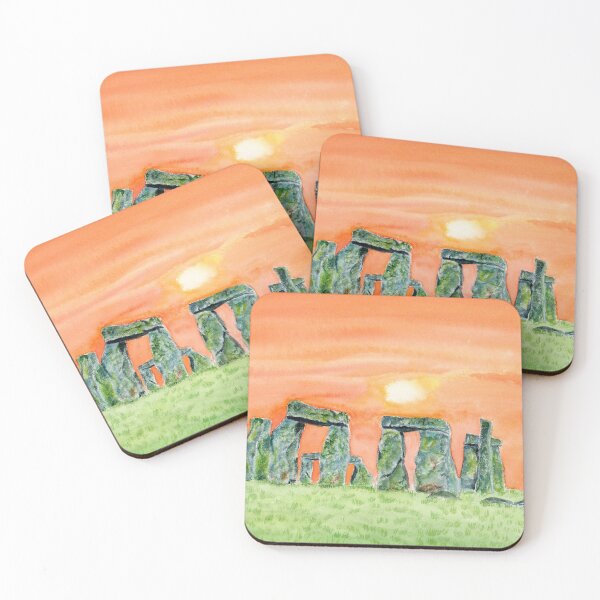 Item preview, Watercolor Stonehenge At Sunset  designed and sold by daphsam.