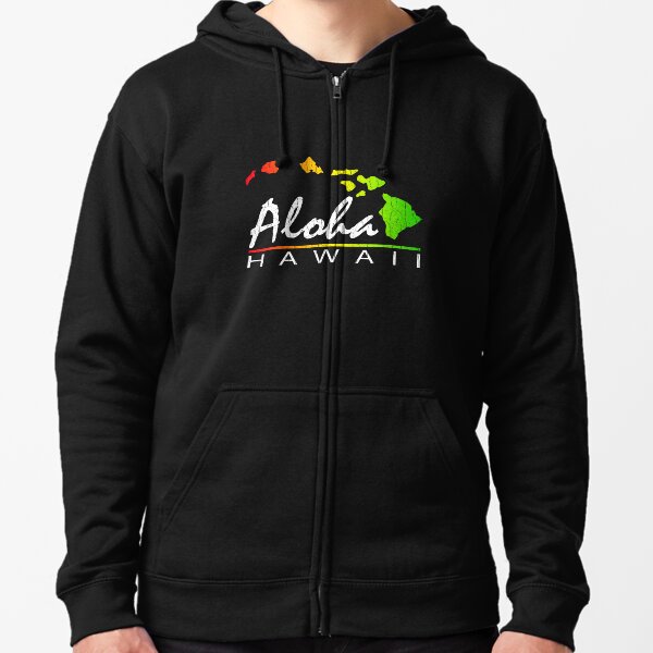 ALOHA - Hawaiian Islands (vintage distressed design) Zipped Hoodie