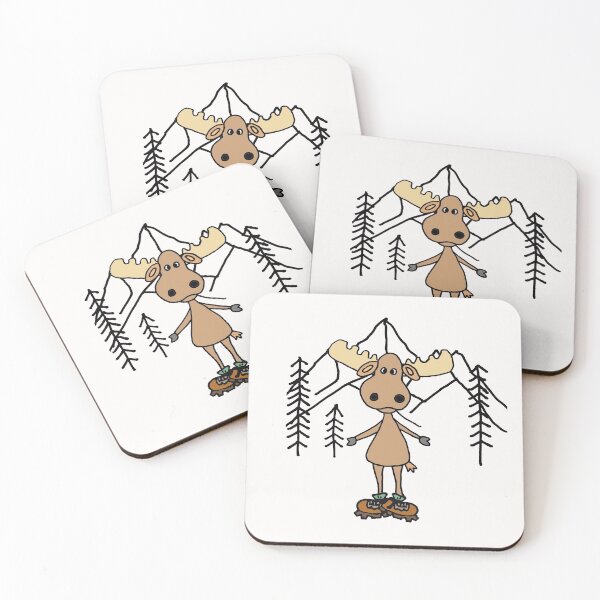 Item preview, Funny Moose Wearing Hiking Boots Mountains and Trees designed and sold by Nature's Fancy.