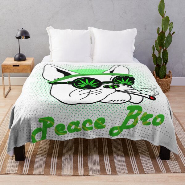 Item preview, Peace Bro - French Bulldog smokes weed designed and sold by TeesFashion.