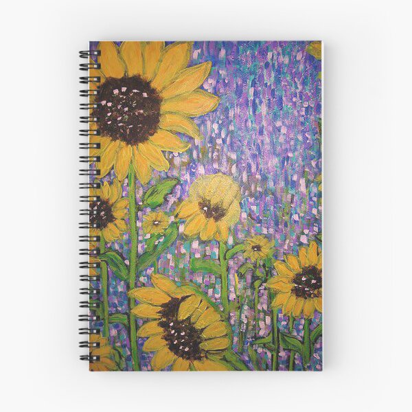 Artikelvorschau, Sonnenblumen in Lavendel und Blau entworfen und verkauft von amyredfordart.