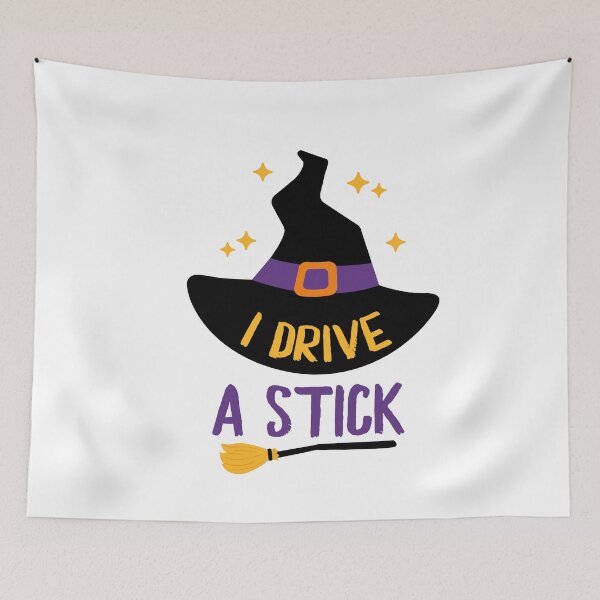 Item preview, Witch Halloween Broom Broomstick Hat I Drive A Stick Witchy Funny Costume Graphic Halloween Meme designed and sold by gkao.
