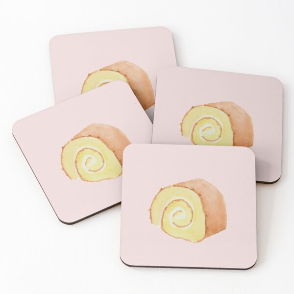 Item preview, Swiss roll cake watercolour illustration (Pink background) designed and sold by tifft.