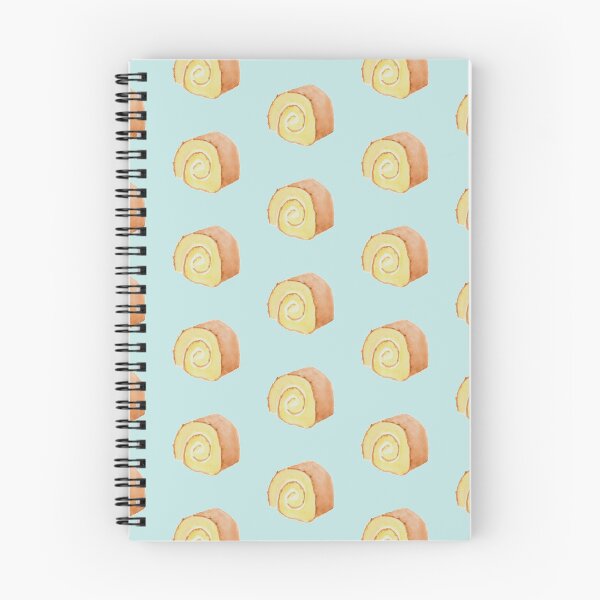 Item preview, Swiss roll cake watercolour illustration (blue colour background) designed and sold by tifft.