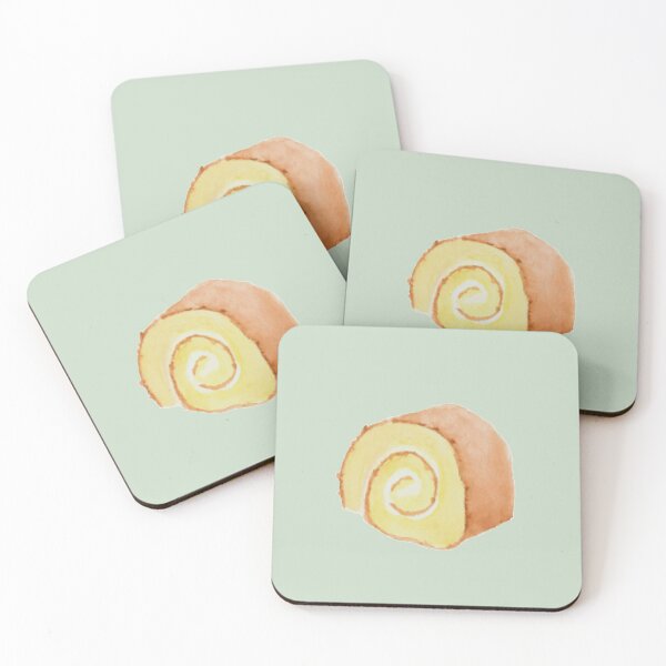 Item preview, Swiss roll cake watercolour illustration (green colour background) designed and sold by tifft.