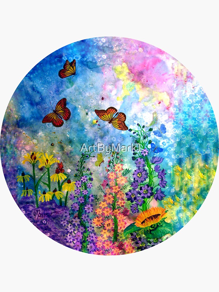 "Butterfly Garden" Sticker by ArtByMark1 | Redbubble