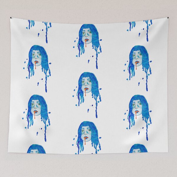 Item preview, Ashnikko FanArt Stupid Boy Blue Hair Slime Watercolor designed and sold by Renata Gonçalves.