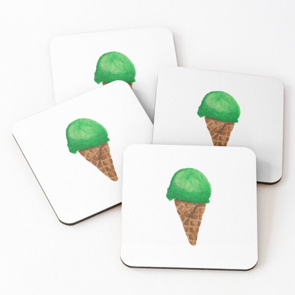 Item preview, Green ice cream watercolour illustration (white background) designed and sold by tifft.