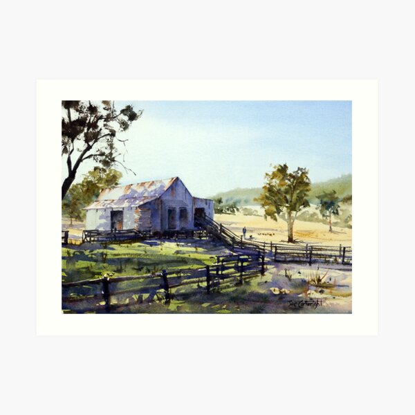 Farm Shed - Morning Light and Shadows Art Print