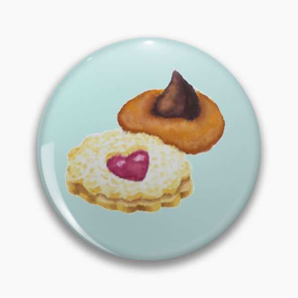 Item preview, Linzer and chocolate kiss cookies watercolour illustration (blue colour background) designed and sold by tifft.