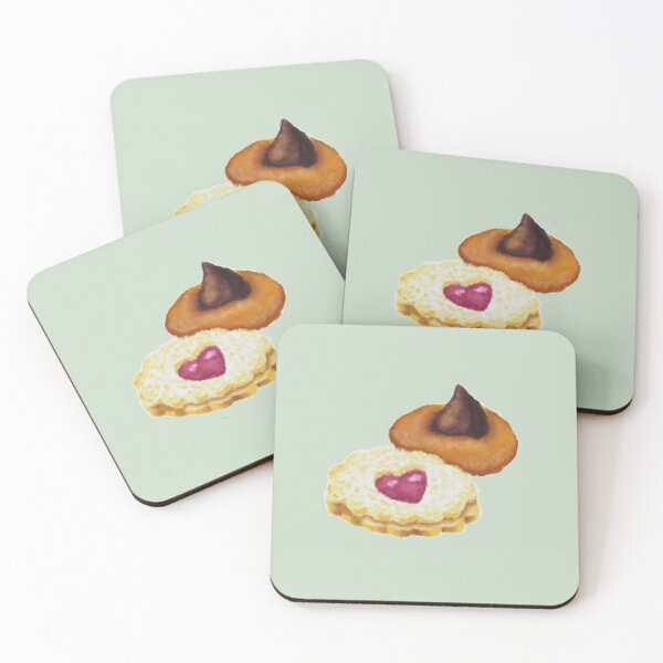 Item preview, Linzer and chocolate kiss cookies watercolour illustration (green colour background) designed and sold by tifft.