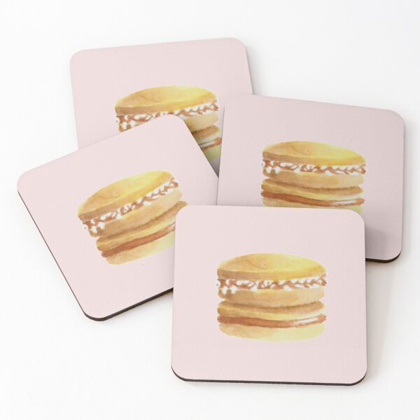Item preview, Alfajores (Dulce de leche) cookies watercolour illustration (Pink background) designed and sold by tifft.
