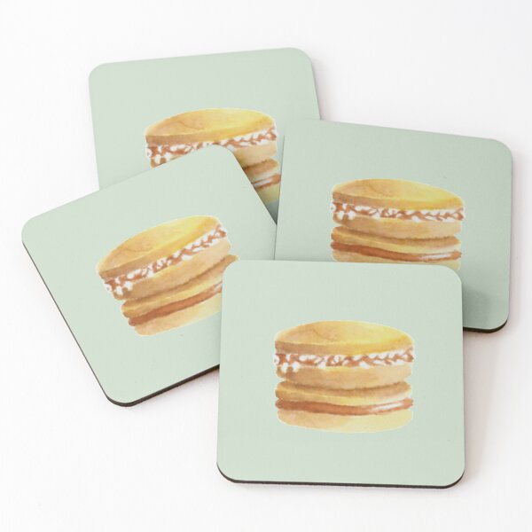 Item preview, Alfajores (Dulce de leche) cookies watercolour illustration (Green background) designed and sold by tifft.
