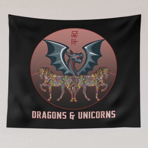 Item preview, Dragons and Unicorns - Unicorns and Dragons Paisley designed and sold by Coder-T.