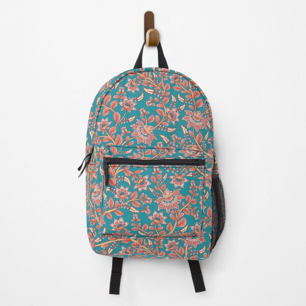 Item preview, Seamless decorative pattern with flowers on turquoise background. Indian style. Kalamkari. designed and sold by Skaska.
