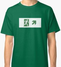 Running Man Emergency Exit Sign, Right Hand Diagonally Up Arrow Classic T-Shirt