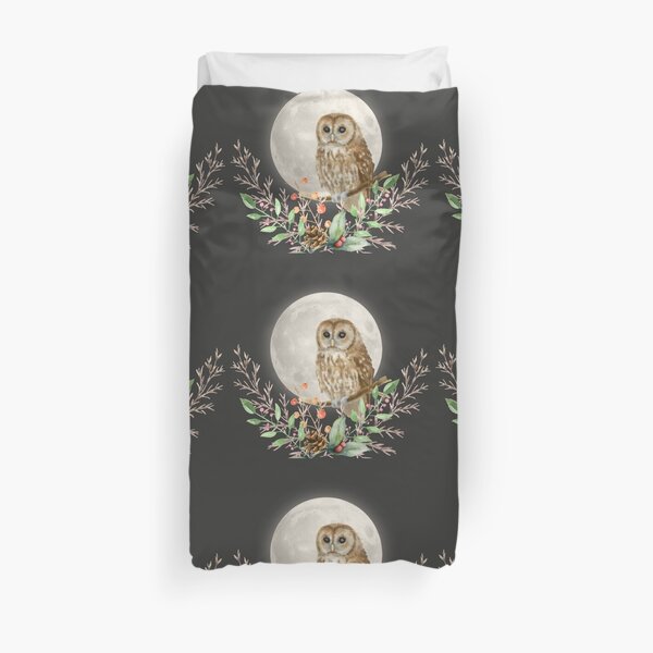 Owl Moon Arrangement Duvet Cover
