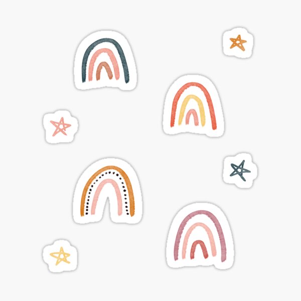 Boho Rainbows and Stars Sticker Pack Sticker