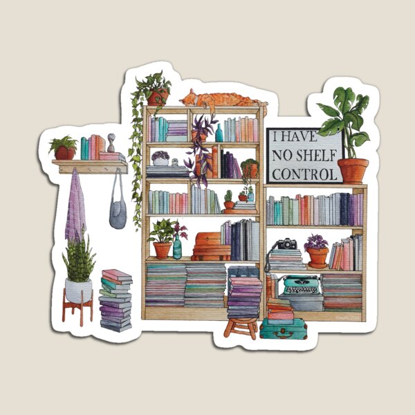 Watercolor bookshelf I have no shelf control Magnet