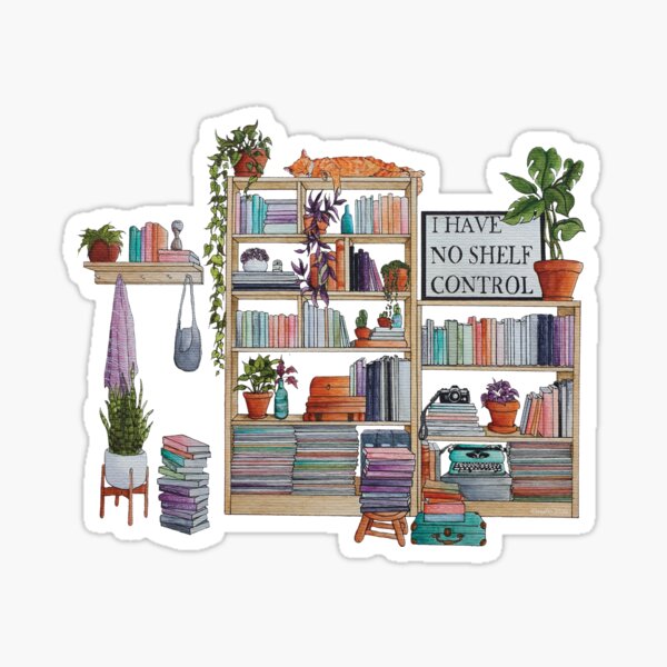 Bookshelf Sticker, Bookish Stickers, Book Stickers, Plant Stickers