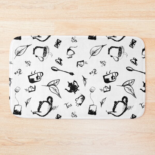 Item preview, BnW Seamless Tea Pattern designed and sold by ALDOs-CORNER.