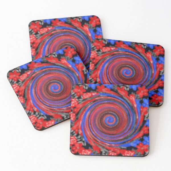 Item preview, red and blue twister on black background designed and sold by whitedove457.