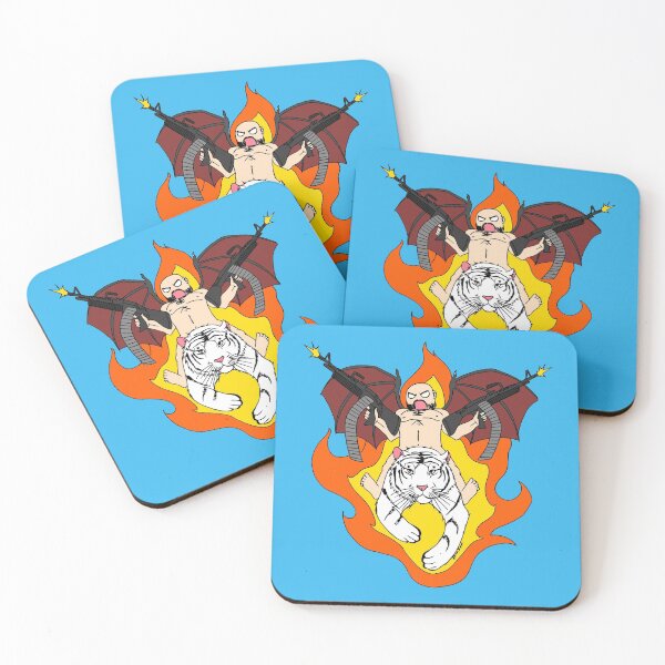 Item preview, A Naked Dave In Bat Wings Riding A Tiger Firing Machine Guns In An Explosion designed and sold by Moderately Neato.