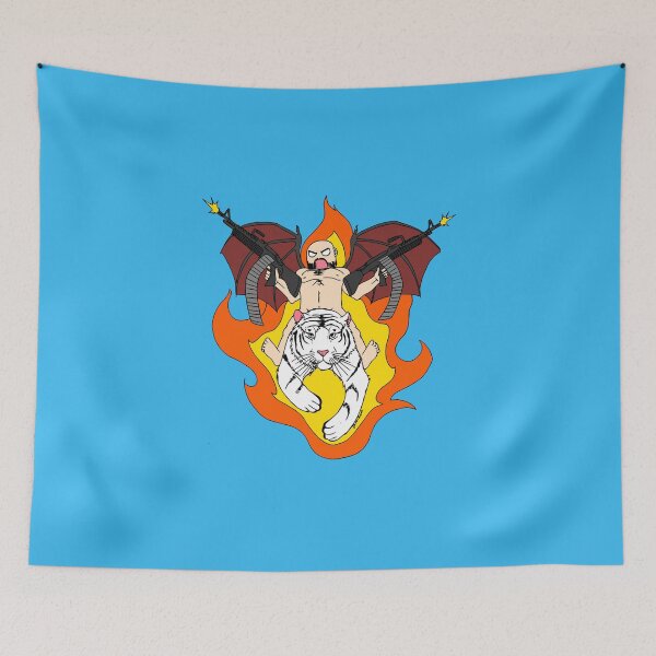 Item preview, A Naked Dave In Bat Wings Riding A Tiger Firing Machine Guns In An Explosion designed and sold by Moderately Neato.