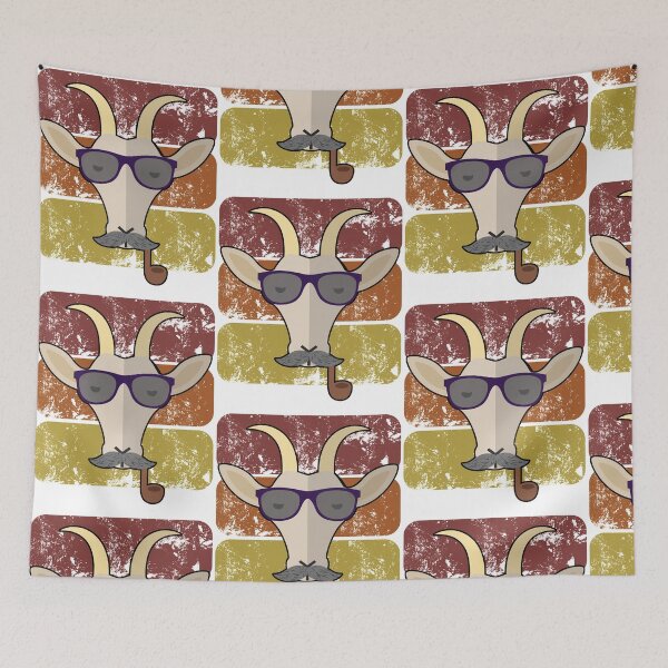 Item preview, Cute Hipster Goat Cartoon Glasses Pipe Funny Millennial print designed and sold by doodabobs.