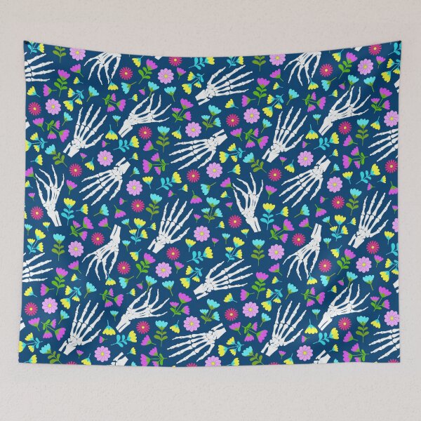 Item preview, Halloween skeleton hand flower floral spooky pattern designed and sold by Mindy Bubble.