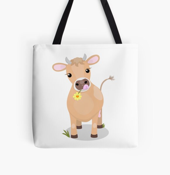 henjoke Little Jersey Cow Canvas Tote Bag Reusable Grocery Bags