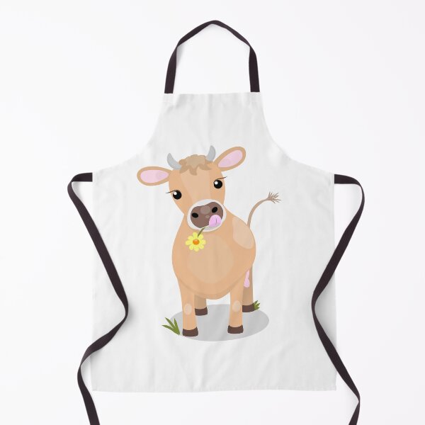 Item preview, Cute happy jersey cow and flower cartoon designed and sold by FrogFactory.