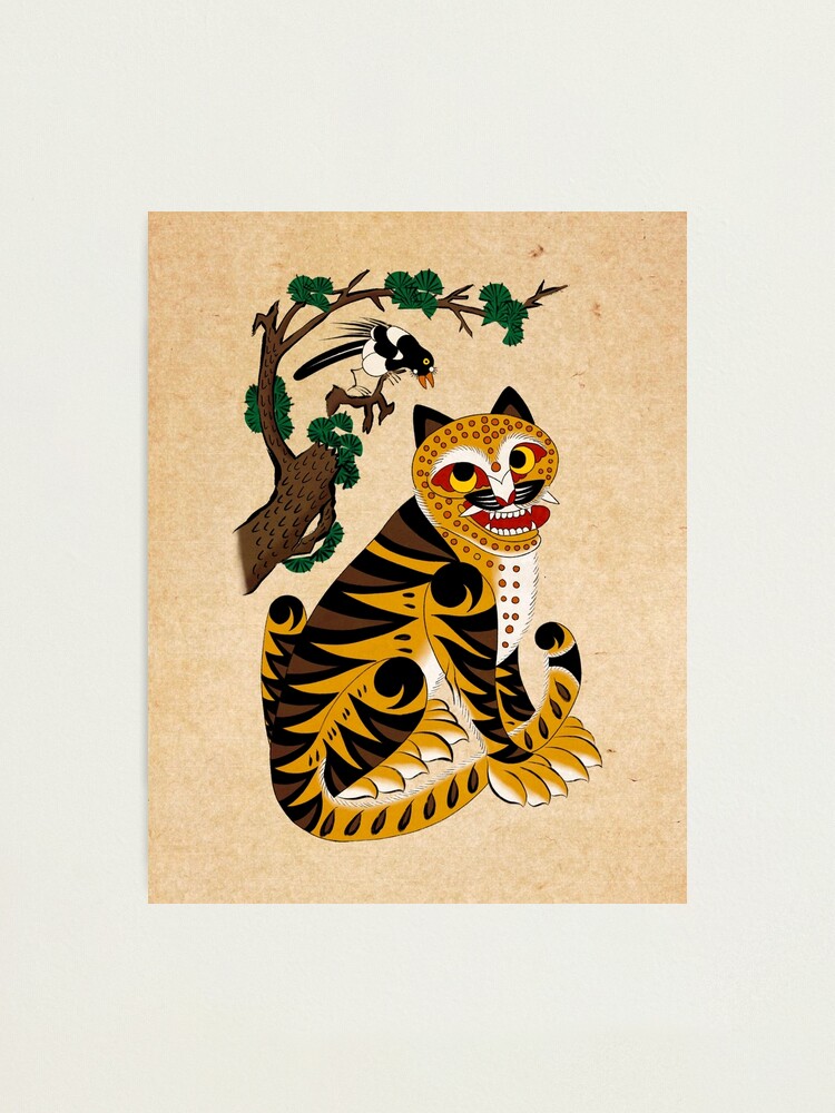 Korean Minhwa Tiger with Pipe Tiger Scarf | Redbubble