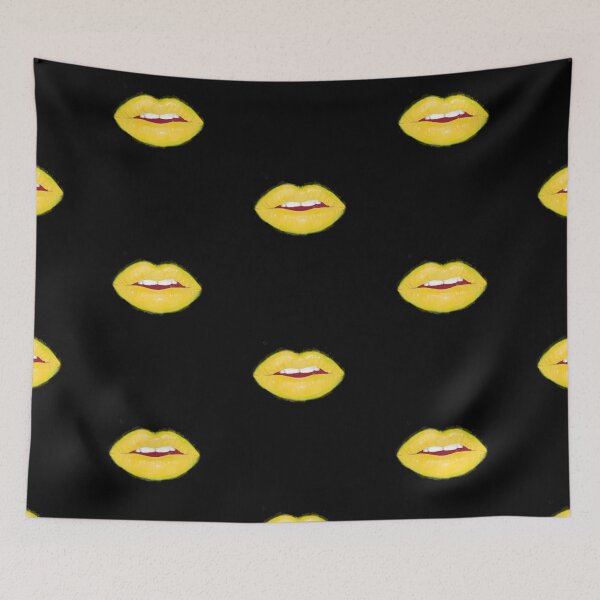 Item preview, Bright Yellow Realistic Lips Lipstick Painted designed and sold by javes93.