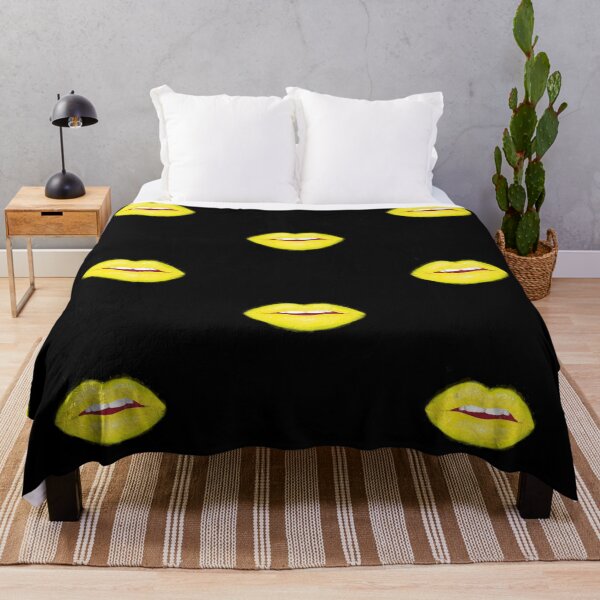 Item preview, Bright Sunflower Yellow Realistic Lips Lipstick Painted designed and sold by javes93.