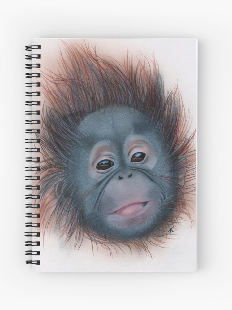 Coloured Pencil Drawing Baby Orangutan Spiral Notebook By Majikalwhispers Redbubble