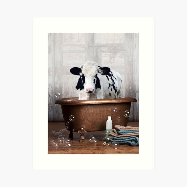 Cow in a Vintage Bathtub Art Print