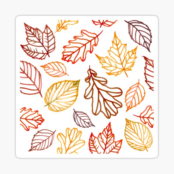 Item preview, Big Autumn Leaves Outlines Watercolour Pattern designed and sold by marta-maria.