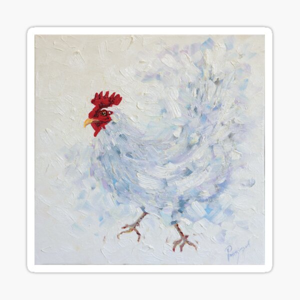 Dancing White Hen Sticker