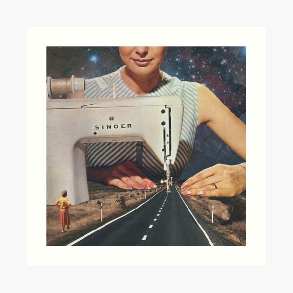 This is how a road gets made - Sewing Machine Art Print