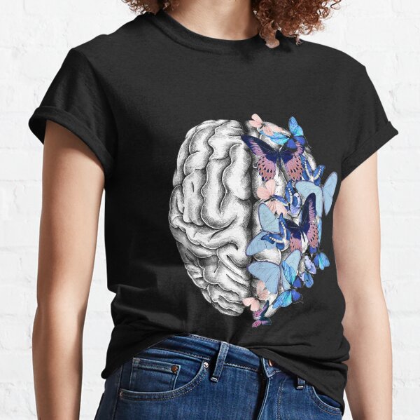 Blue butterflies Mental health brain psychology Classic T-Shirt