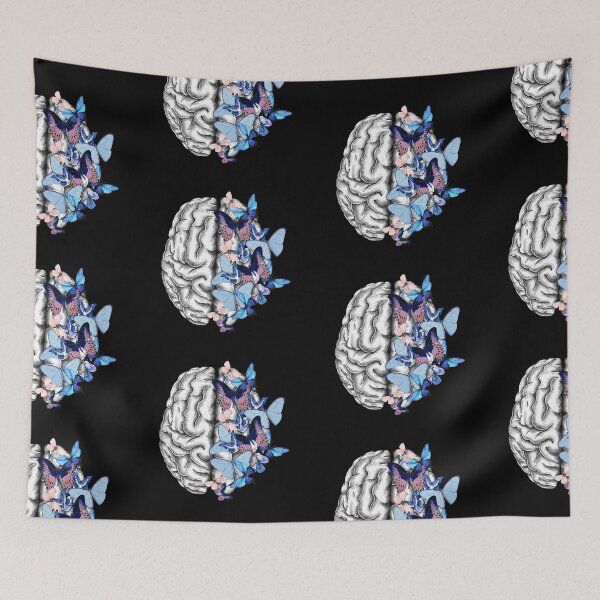Item preview, Blue butterflies Mental health brain psychology designed and sold by Collagedream.