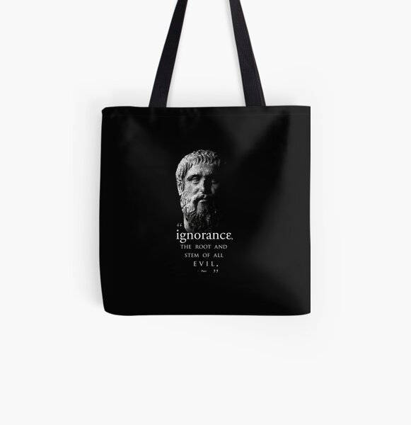 PLATO--Ignorance is Evil μπλε All Over Print Tote Bag