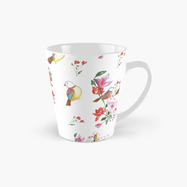 Item preview, Flower tea cup and birds in watercolor designed and sold by latiendadearyam.